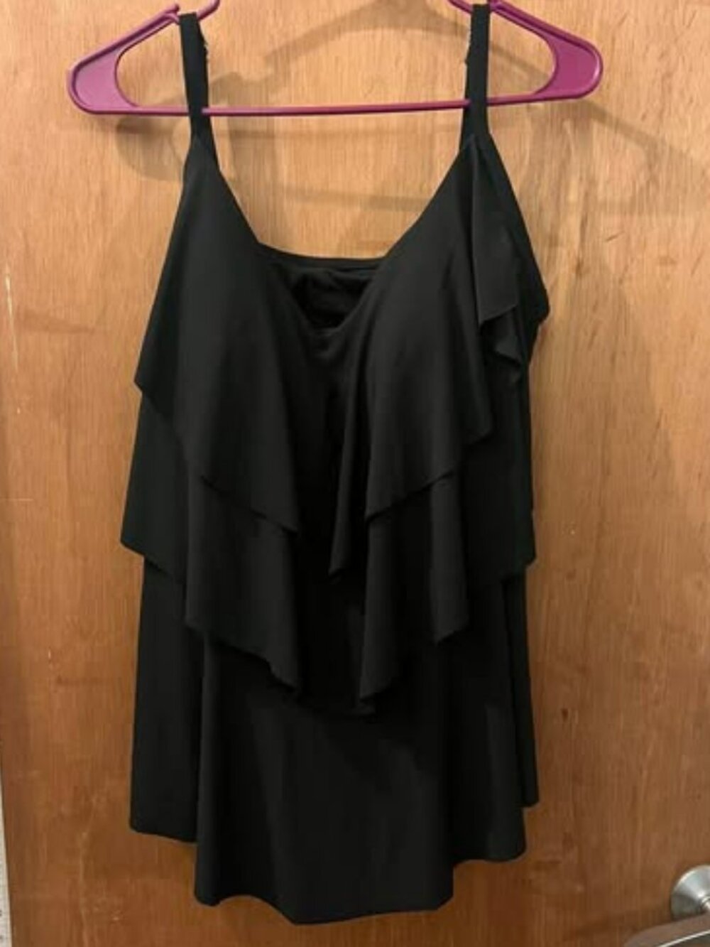 Size 20W - Aqua Green - Black Tiered Swim Top